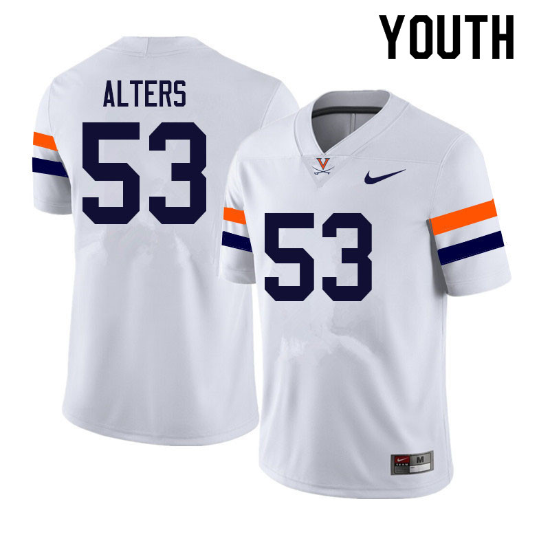 Youth #53 Dawson Alters Virginia Cavaliers College Football Jerseys Sale-White - Click Image to Close